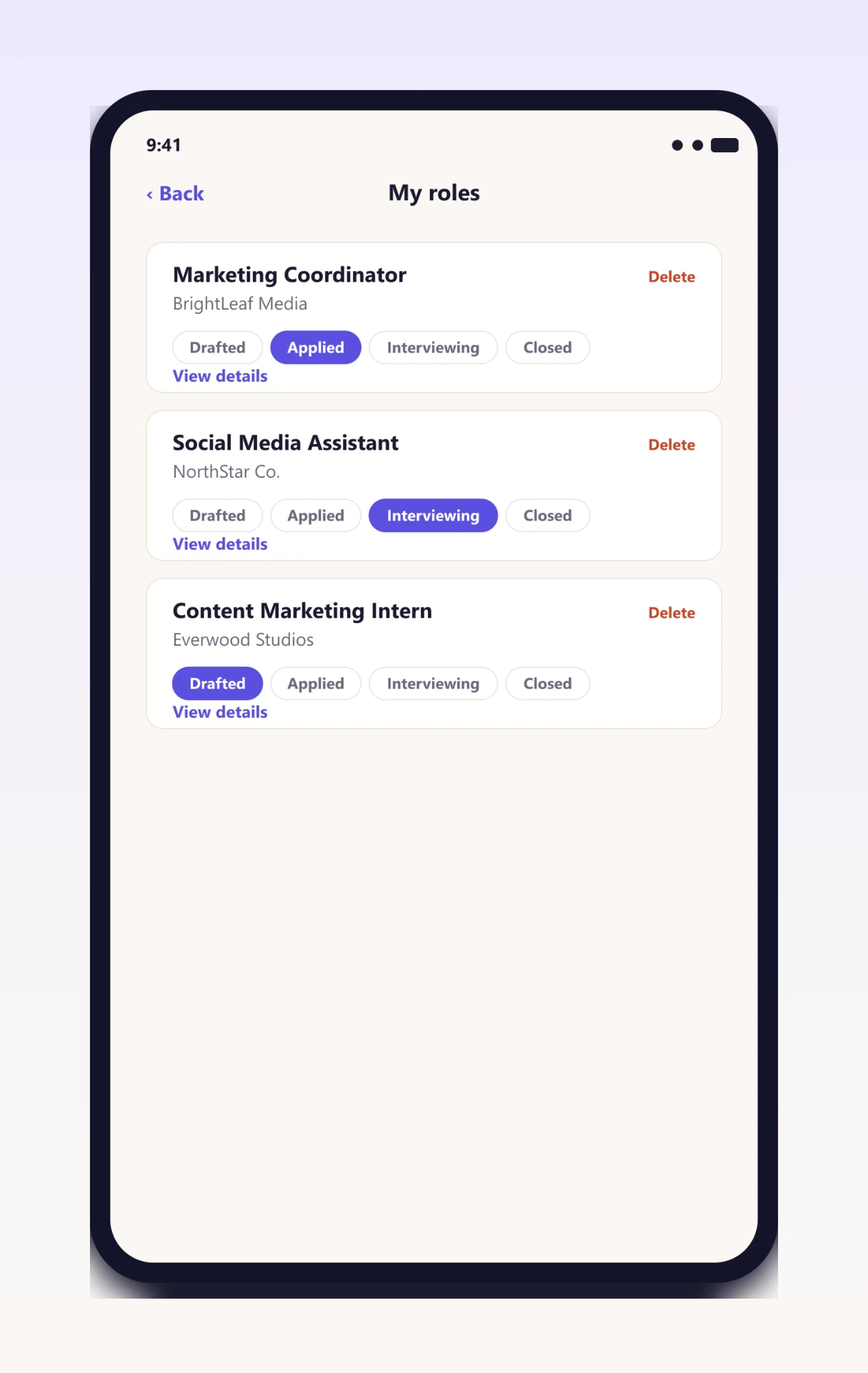 Sidekick my roles application tracker